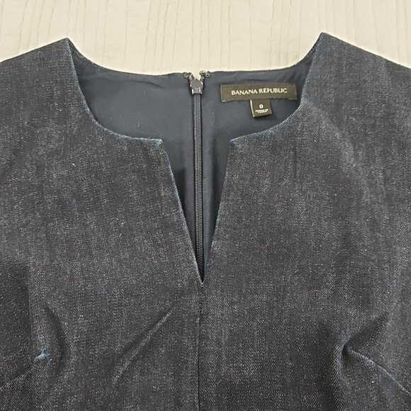 Banana Republic Angled Seam Pencil Dress Women's Sz 0 Short Sleeve Navy NWOT - Picture 4 of 16